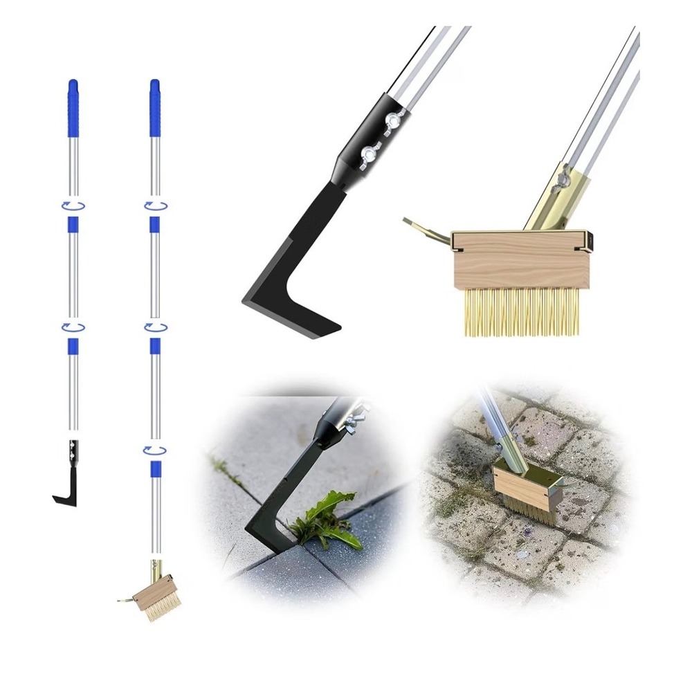 Viscogrip Crack Weeder Tool Set Hook Knife and Crevice Brush for Driveway Patio